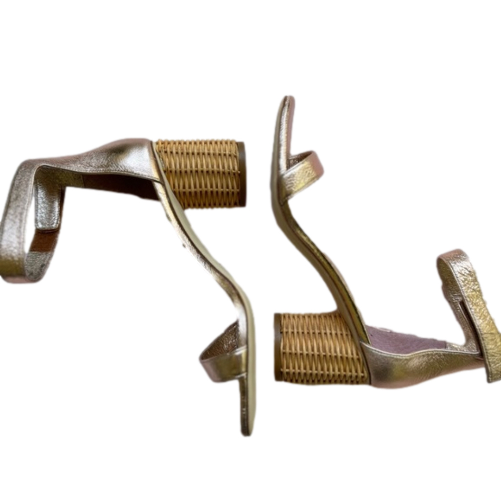 Gold Strappy Heeled Sandals